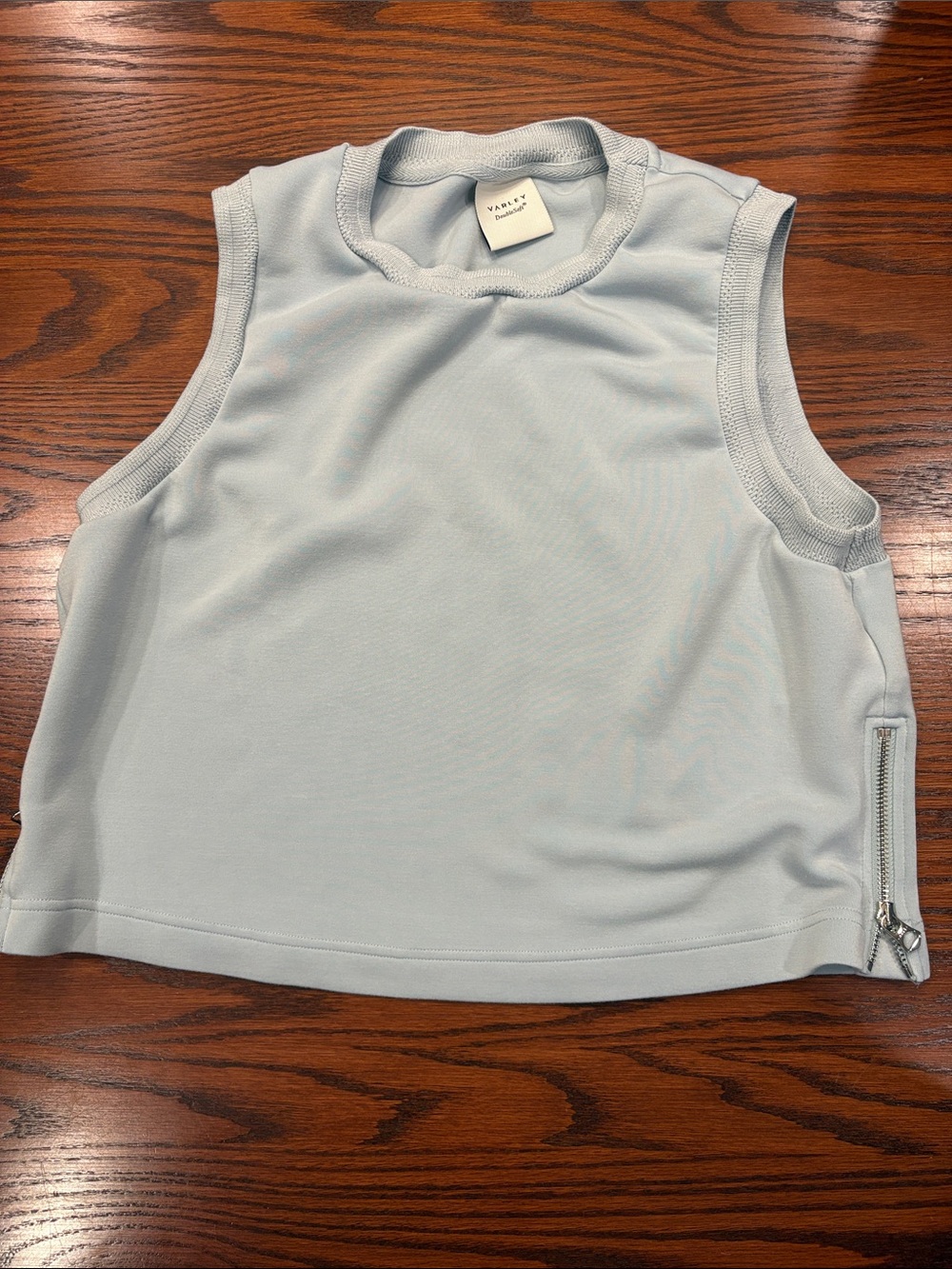 Varley Pale Blue Sleeveless Zip-Hem Athletic Tank